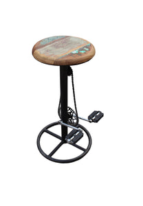 Barhocker  im Fahrradstil | mit Fahrradkette und Pedalen, Sitzhöhe 79 cm, Sitzdurchmesser 36 cm