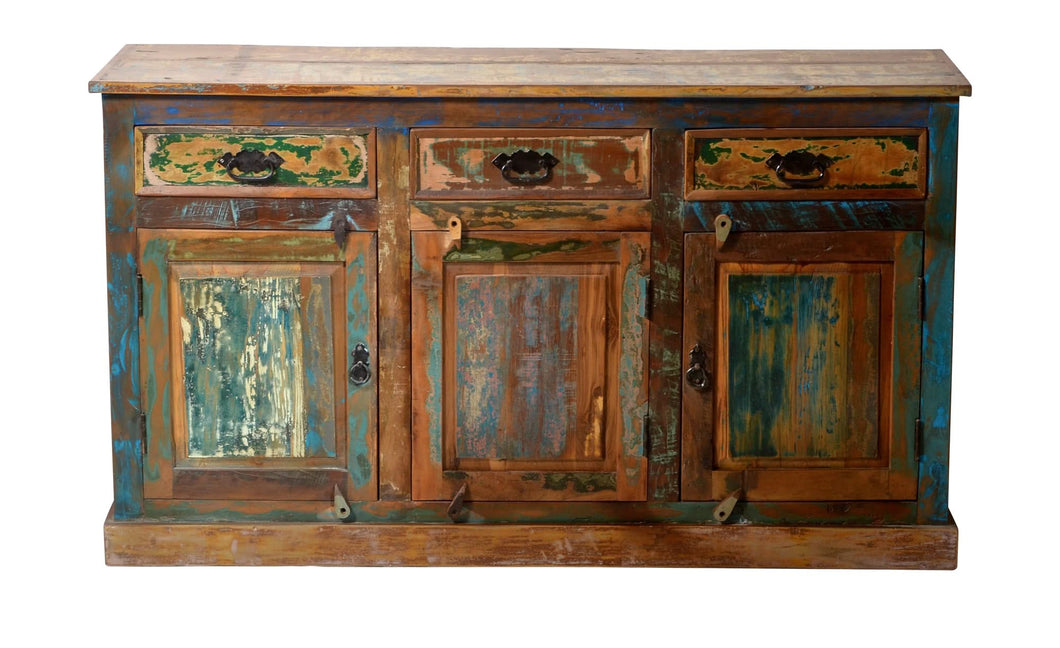 Sideboard 3 Türen, 3 Schubladen | je 1 fester Boden hinter den Holztüren, Fachmaße 38x35x22 cm, Schubladeninnenmaß 35x26x10 cm