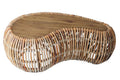 Couchtisch  Tischplatte aus Teak | Gestell aus Rattan-Geflecht