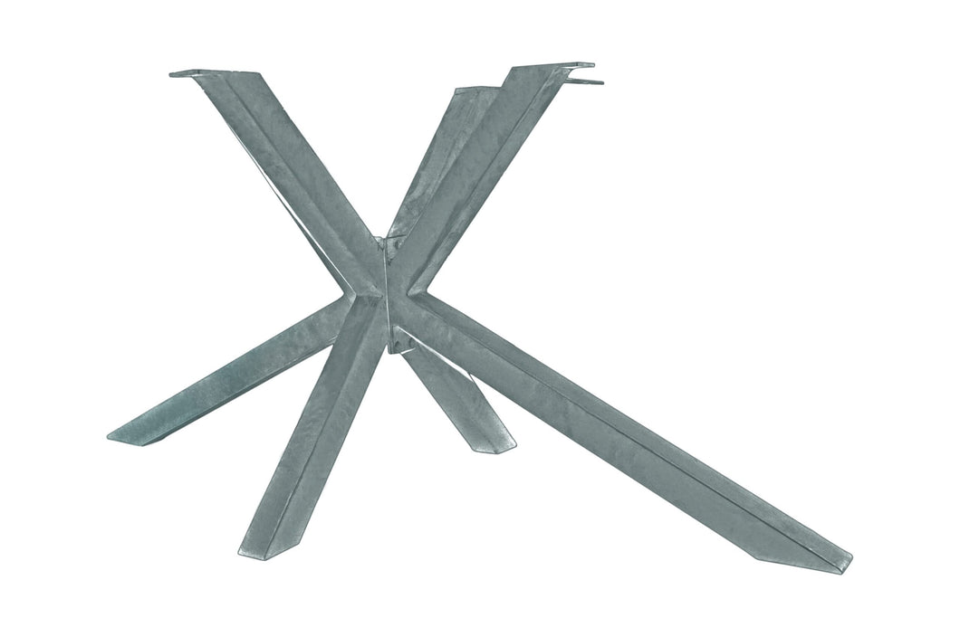 Tischgestell antiksilber sternförmig aus Eisen, für Platten 160 - 240 cm | Vierkantrohre 6x6 cm