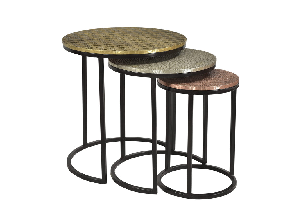 3-Satz-Tisch runde Form | Maße der beiden kleineren Tische: 38x38x44 cm und 28x28x39 cm
