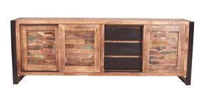 Sideboard  3 Schiebetüren, 3 Schubladen | je ein fester Boden hinter den Türen, Fachmaße rechts BT 39x36 cm, links 2 x 40x33 cm, alle jeweils oben 21 cm hoch, unten 23 cm hoch, Schubladeninnenmaß 35x29x12,5 cm, kein Kabelloch