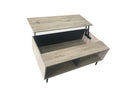 Couchtisch  2 offene Fächer, höhenverstellbare Deckplatte | Deckplatte ausziehbar auf 52,7 cm, Höhe der unteren Fächer: ca. 23 cm, Höhe zwischen Tischplatte und ausgeklappter Deckplatte: ca. 13,4 cm