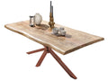 Tisch 220x100 cm Platte Mango mit Baumkante, braunes Stern-Gestell | Plattenstärke aufgedoppelt auf 56 mm
