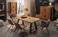 Tisch 180x100 cm Platte Teak mit Bruchkante, schwarzes A-Gestell | Plattenstärke auf 50 mm aufgedoppelt, Abstand zwischen Beinen 110 cm, Überstand 19cm