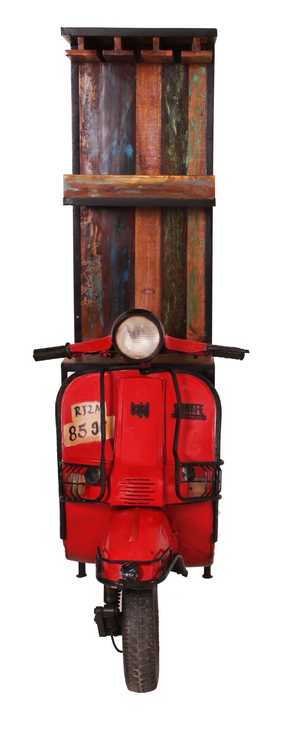 Barschrank Recycelte Front eines Vespa-Rollers mit Glas- und Flaschenhalter | Ablage für 3 Flaschen
