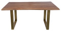 Tisch 160 x 85 cm, Platte nussbaumfarbig, Gestell messingfarbig  mit Baumkante wie gewachsen