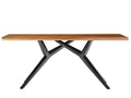 Tisch 220x100 cm Platte Teak natur, extravagantes schwarzes Gestell | Plattenstärke 20 mm auf 50 mm aufgedoppelt