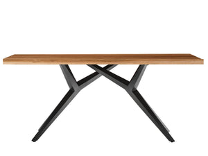 Tisch 240x100 cm Platte Teak natur, extravagantes schwarzes Gestell | Plattenstärke 20 mm auf 50 mm aufgedoppelt