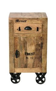 Kommode 1 Tür, 1 Schublade | auf Rollen, kein Einlegeboden, Schubladeninnenmaß 27x25,5x9 cm, hinter der Tür 38x34x39 cm.