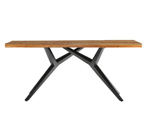 Tisch 220x100 cm Platte Teak mit Sonnenmuster, extravagantes schwarzes Gestell | Plattenstärke 50 mm