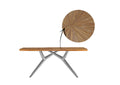 Tisch 240x100 cm Platte Teak mit Sonnenmuster, extravagantes silbernes Gestell | Plattenstärke 50 mm