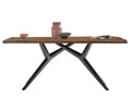 Tisch 240x100 cm Platte Teak mit Bruchkante, extravagantes schwarzes Gestell | Plattenstärke aufgedoppelt auf 50 mm