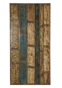 Tisch 240x100 cm Platte Altholz lackiert, Gestell Metall antiksilbern | Plattenstärke 20 mm auf 40 mm aufgedoppelt