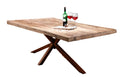 Tisch 200x100 cm Platte Teak, Gestell antikbraun | Plattenstärke 20 mm auf 50 mm aufgedoppelt, Vierkantrohre 6x6 cm