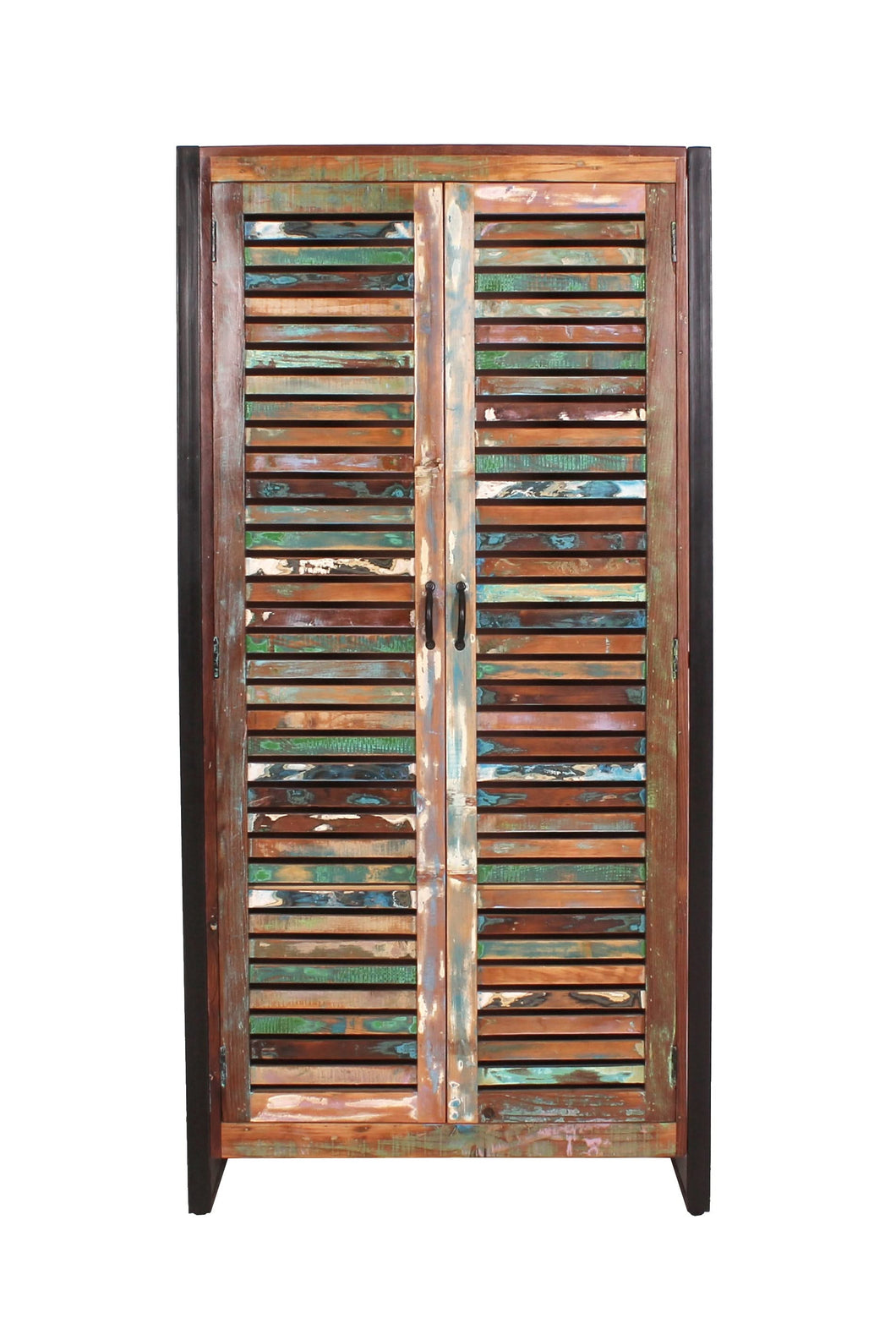 Garderobenschrank 2 Türen | innen 2 lose und 1 fester Boden, 1 Kleiderstange, Abstände zwischen den Böden: 38,25 cm, Breite der Böden: 1,5 cm