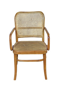Armlehnstuhl mit Rattan-Geflecht | Sitzhöhe 45 cm, Sitztiefe 42 cm, Sitzbreite 44 cm, Höhe der Armlehnen 66 cm