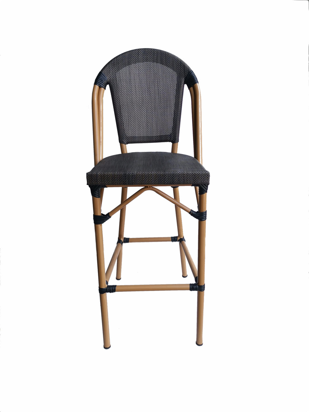 Barhocker  Rattan-Optik | Sitzhöhe 76 cm, Sitzbreite 42 cm, Sitztiefe 41 cm, wetterfest, UV-beständig, stapelbar (4 Stück), belastbar bis 120 kg