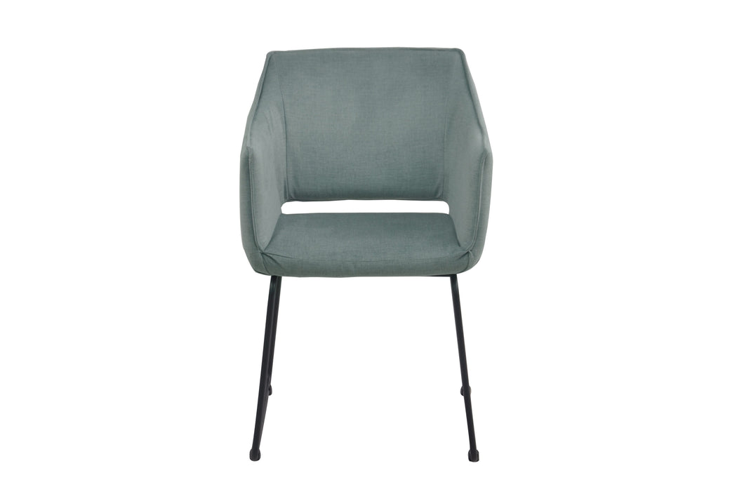 Tom Tailor Armlehnstuhl, 2er-Set  T-Velvet Armchair, gepolstert, celadon | Bezug 100% PES, TOM TAILOR Flaglabel seitlich, Gestellstärke 25x25 mm, Sitzhöhe 47,5 cm, Sitztiefe 57 cm, Sitzbreite 40 cm, Höhe der Armlehnen 66 cm, Rückenhöhe 36 cm