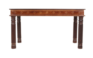 Tisch 140x70 cm  mit aufwändigen Schnitzereien auf der Zarge | Plattenstärke 15 mm, Abstand Zarge bis Boden 66 cm