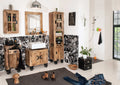 Bäder-Set 1 Hochschrank, 1 Unterschrank, 1 Spiegel, 1 kleiner Schrank, 1 Hängeschrank | Hochschrank 44x34x191 cm, Unterschrank 66x43x61 cm, Spiegel 67x12x80 cm, kleiner Schrank 44x34x82 cm, Hängeschrank 44x21x70 cm