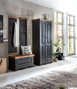 Dielen-Set 1 Schuhschrank, 2 Garderobenpaneele, 1 Kleiderschrank | Schuhschrank 85x40x45 cm für ca. 6 Paar Schuhe, Garderobenpaneel 35x8x110 cm, 4 Haken, Kleiderschrank 80x45x180 cm, innen 3 Böden, 2 davon herausnehmbar, 1 herausnehmbare Kleiderstange