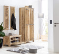 Dielen-Set 1 Schuhschrank, 2 Garderobenpaneele, 1 Kleiderschrank | Schuhschrank 85x40x45 cm für ca. 6 Paar Schuhe, Garderobenpaneel 35x8x110 cm, 4 Haken, Kleiderschrank 80x40x180 cm, innen 3 Böden, 2 davon herausnehmbar, 1 herausnehmbare Kleiderstange