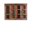 Schrankaufsatz 4 Türen mit Glaseinsatz | passend für Sideboard 09113-98, 2 feste Böden, Fachmaße oben 76x34,5x36 cm, mittig und unten 76x34,5x31,5 cm