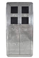 Vitrine 4 Türen, 2 Schubladen | oben und unten je 1 Boden, Fachmaße oben 86x36x34,5 cm, Schubladeninnenmaße 28,5x18x11,5 cm