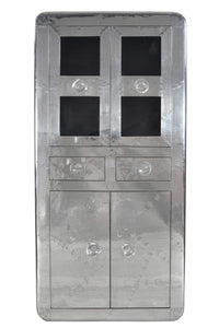 Vitrine 4 Türen, 2 Schubladen | oben und unten je 1 Boden, Fachmaße oben 86x36x34,5 cm, Schubladeninnenmaße 28,5x18x11,5 cm
