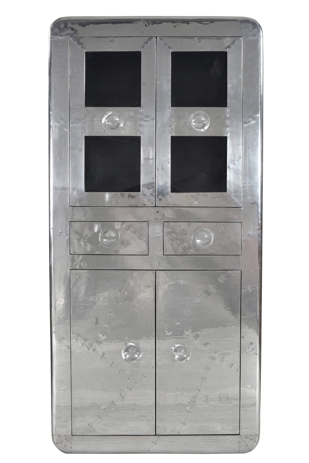 Vitrine 4 Türen, 2 Schubladen | oben und unten je 1 Boden, Fachmaße oben 86x36x34,5 cm, Schubladeninnenmaße 28,5x18x11,5 cm