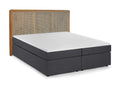 Boxspringbett mit Rattan-Kopfteil 2 Boxen, 2 Matratzen, 1 Topper, Liegefläche 180x200 cm