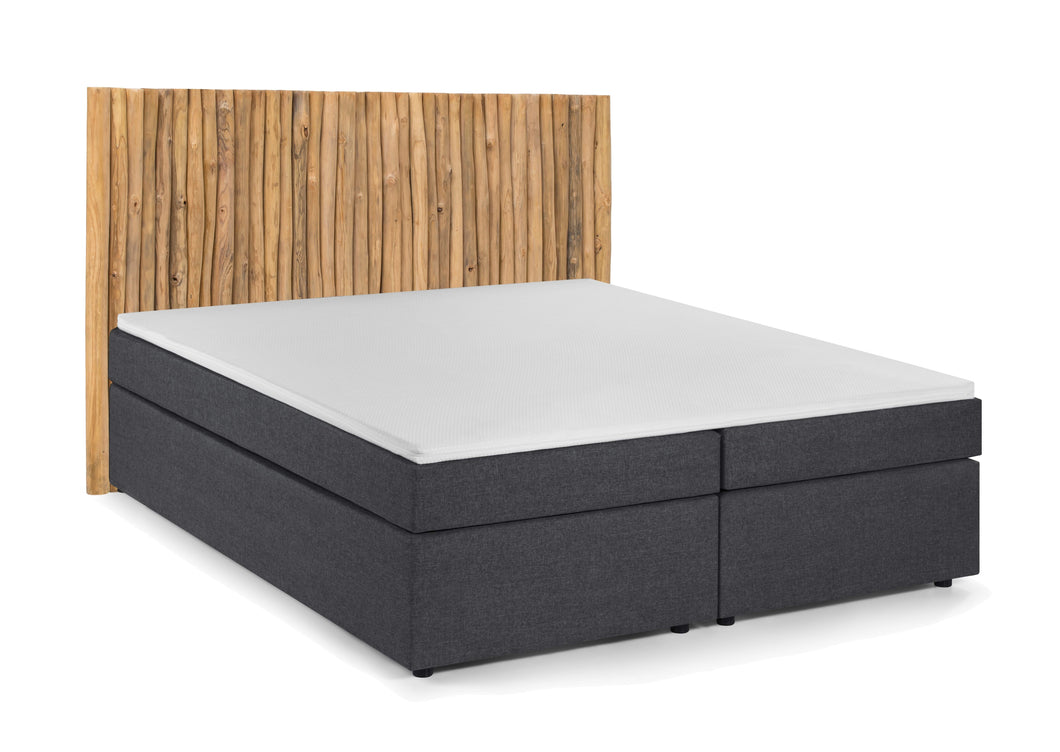 Boxspringbett mit Kopfteil aus Ästen 2 Boxen, 2 Matratzen, 1 Topper, Liegefläche 180x200 cm