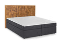 Boxspringbett mit Holz-Mosaik-Kopfteil 2 Boxen, 2 Matratzen, 1 Topper, Liegefläche 180x200 cm