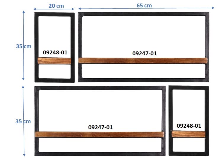 Wandregal-Set, 4-teilig 2 große und 2 kleine Wandregale | Maße der Einzelregale: 2 x 20x25x35 cm, 2 x 65x25x35 cm