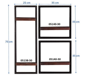 Wandregal-Set, 3-teilig 2 niedrige und 1 hohes Wandregal | Maße der Einzelregale: 1 x 25x25x75 cm, 2x 35x25x35 cm
