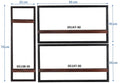 Wandregal-Set, 3-teilig 2 niedrige und 1 hohes Wandregal | Maße der Einzelregale: 1 x 25x25x75 cm, 2x 65x25x35 cm