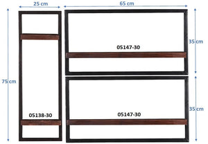 Wandregal-Set, 3-teilig 2 niedrige und 1 hohes Wandregal | Maße der Einzelregale: 1 x 25x25x75 cm, 2x 65x25x35 cm