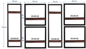Wandregal-Set, 6-teilig 2 hohe und 4 niedrige Wandregale | Maße der Einzelregale: 2 x 25x25x75cm, 4 x 35x25x35 cm