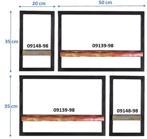 Wandregal-Set, 4-teilig 2 große und 2 kleine Wandregale | Maße der Einzelregale: 2 x 20x25x35 cm und 2 x 50x25x35 cm