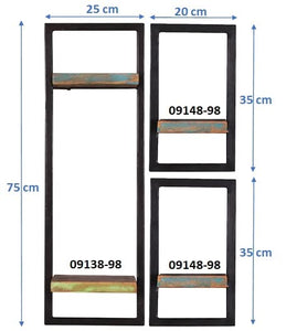 Wandregal-Set, 3-teilig 2 niedrige und 1 hohes Wandregal | Maße der Einzelregale: 1 x 25x25x75 cm, 2x 20x25x35 cm