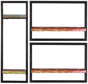 Wandregal-Set, 3-teilig 2 niedrige und 1 hohes Wandregal | Maße der Einzelregale: 1 x 25x25x75 cm, 2x 50x25x35 cm