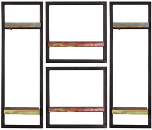 Wandregal-Set, 4-teilig 2 große und 2 kleine Wandregale | Maße der Einzelregale: 2 x 25x25x75 cm, 2 x 35x25x35 cm