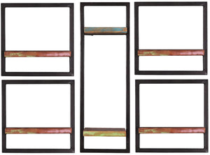 Wandregal-Set, 5-teilig 4 niedrige und 1 hohes Wandregal | Maße der Einzelregale: 4 x 35x25x35 cm, 1 x 25x25x75 cm