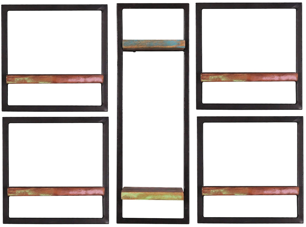 Wandregal-Set, 5-teilig 4 niedrige und 1 hohes Wandregal | Maße der Einzelregale: 4 x 35x25x35 cm, 1 x 25x25x75 cm