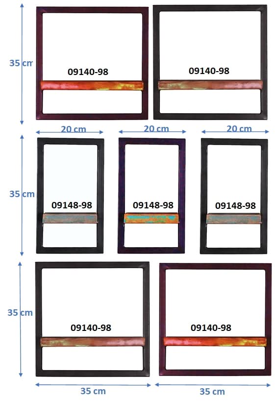 Wandregal-Set, 7-teilig 3 schmale und 4 hohe Wandregale | Maße der Einzelregale: 4 x 35x25x35 cm, 3 x 20x25x35 cm