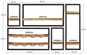 Wandregal-Set, 5-teilig 2 schmale, 1 breites, 1 hohes Wandregal und ein Weinregal | Maße der Einzelregale: 2 x 20x25x35cm 2 x 65x25x35 cm + 1 x 25x25x75cm