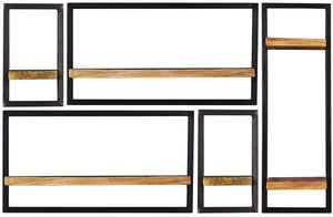Wandregal-Set, 5-teilig 2 schmale, 2 breite und 1 hohes Wandregal | Maße der Einzelregale: 2 x 20x25x35cm, 2 x 65x25x35 cm + 1 x 25x25x75cm