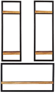 Wandregal-Set, 3-teilig 2 hohe und 1 niedriges Wandregal | Maße der Einzelregale: 2 x 20x25x35cm, 2 x 35x25x35cm