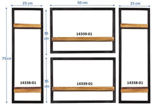 Wandregal-Set, 4-teilig 2 große und 2 kleine Wandregale | Maße der Einzelregale: 2 x 25x25x75 cm, 2 x 50x25x35 cm